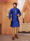 Blue Colour Latest Fancy Designer Party And Function Wear Traditional Jacquard Silk Kurta Churidar Pajama Redymade Collection 19002